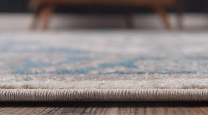 Unique Loom Salzburg Collection Classic Traditional Design Oriental Inspired Border Area Rug (3' 3 x 5' 3 Rectangular, Beige/Blue)
