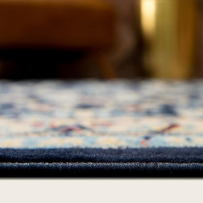 Rugs.com Yasmin Collection Rug – 8 Ft Round Navy Blue Medium Rug Perfect for Kitchens, Dining Rooms
