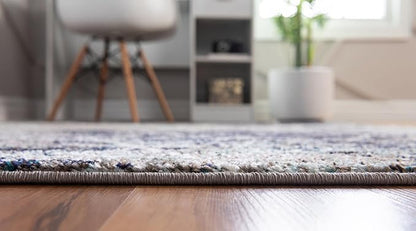 Unique Loom Trellis Frieze Collection Area Rug - Geometric (2' x 13' Runner, Blue Multi/ Ivory)