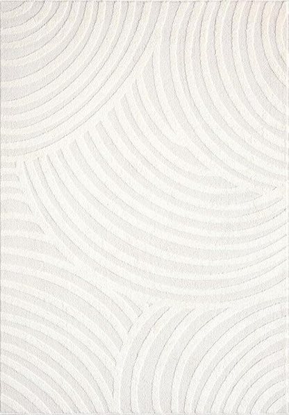 Abani Nomad Cream Tone-on-Tone Area Rug 2' x 3' for Living Room, Bedroom - Linear Curves Pattern - Durable & Easy to Clean