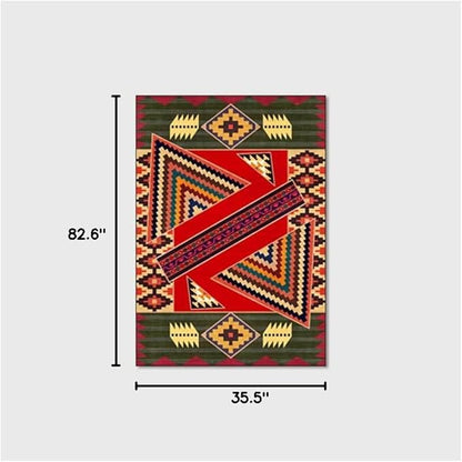 Vintage Boho Area Rugs Multicolor Ethnic Style Geometric Splicing Carpets Bedroom Living Room Kitchen Floor Mats Indoor Outdoor Non-Shedding Runner Rug Home Décor Carpet 3' X 7'