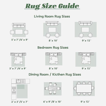 Area Rug 10x14 Washable Rug, Vintage Boho Medallion Rugs Non-Slip Soft Low Pile Large Distressed Rug Indoor Retro Carpet for Living Room Bedroom Dining Room Home Office (Sage Green, 10'x14')