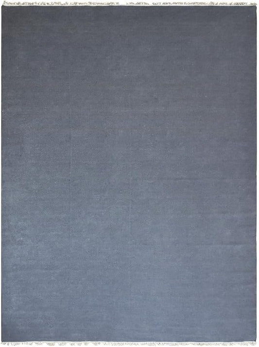 Rugsotic Carpets Hand Woven Flat Weave Kilim Wool ECO-Friendly Area Rugs - 6'x9', Rectangle Shape, Light Charcoal Color, Solid Plain Design, Low Pile Handmade Rugs for Living Room (D00111)