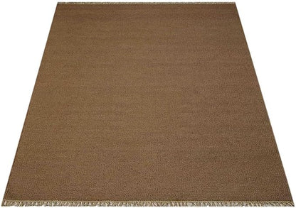 Rugsotic Carpets Hand Woven Flat Weave Kilim Wool 4'x6' Area Rug Solid Cream D00111