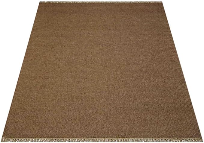 Rugsotic Carpets Hand Woven Flat Weave Kilim Wool ECO-Friendly Area Rugs - 3'x5', Rectangle Shape, Cream Color, Solid Plain Design, Low Pile Handmade Area Rugs for Living Room, Bed Room (D00111)