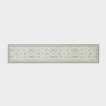 EVERGRACE Hallyway Area Runner Rugs 2x10, Boho Floral Faux Wool Indoor Outdoor Rugs, Washable Rugs for Bedroom Dining Room Living Room Kitchen, Low Pile Floor Mat Carpet for Home Decor, Cool Gray