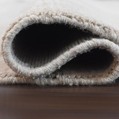 Hand Knotted Loom Wool ECO-Friendly Area Rugs - 10'x10', Octagon, Beige Color, Solid Plain Design, High Pile Handmade Anti Skid Area Rugs for Living Room, Bed Room (L00111)