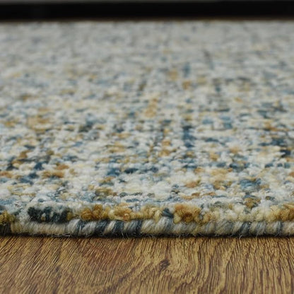 Hand Tufted Wool ECO-Friendly Area Rugs - 5'x8', Rectangle Shape, Blue & Beige, Solid Plain Design, High Pile Thick Handmade Area Rugs for Living Room, Bed Room (KWC111)