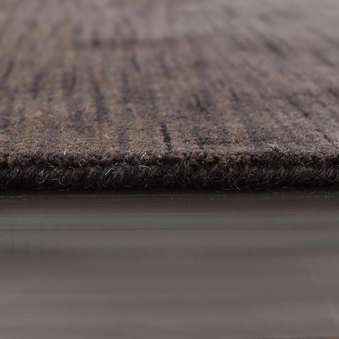 Hand Knotted Loom Wool ECO-Friendly Area Rugs - 8'x8', Octagon, Brown Color, Solid Plain Design, High Pile Thick Handmade Anti Skid Area Rugs for Living Room, Bed Room (L00111)