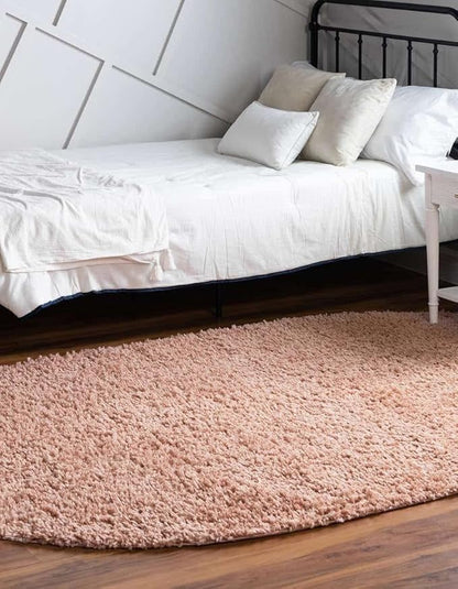 Unique Loom Davos Shag Collection Area Rug - Solid (7' 10" x 10' Oval, Dusty Rose)