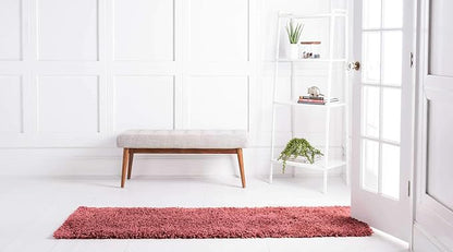 Unique Loom Davos Shag Collection Area Rug - Solid (2' 7" x 10' Runner, Poppy)