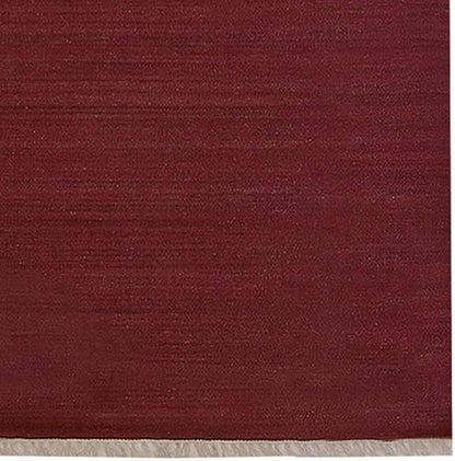 Rugsotic Carpets Hand Woven Flat Weave Kilim Wool ECO-Friendly Area Rugs - 2'6''x6', Runner Shape, Dark Red Color, Solid Plain Design, Low Pile Handmade Rugs for Living Room, Bed Room (D00111)