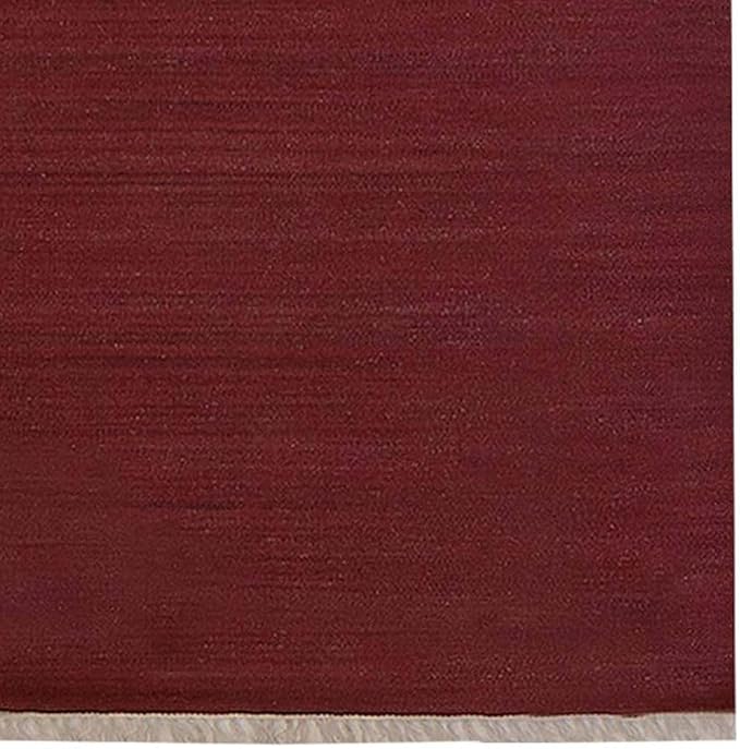 Rugsotic Carpets Hand Woven Flat Weave Kilim Wool ECO-Friendly Area Rugs - 2'6"x8', Runner Shape, Dark Red Color, Solid Plain Design, Low Pile Handmade Rugs for Living Room, Bed Room (D00111)