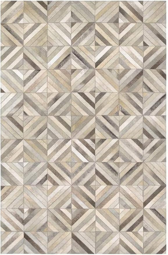 Premium Diamond Patterned Rugs, Leather Area Rug, Luxury Non Slip, Floor Accent for Dining Room, Living Room, Entryway, Elegant Collection Indoor Carpet, Color: Grey, Size: 8X10 ft