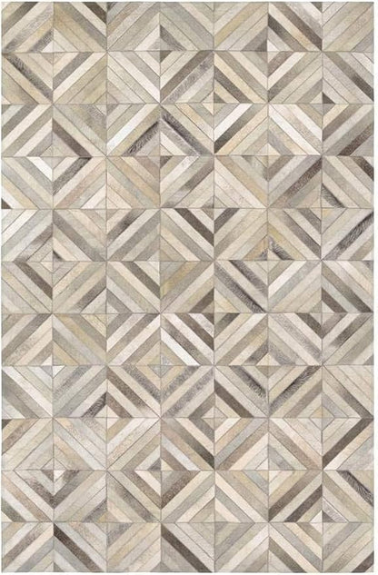 Premium Diamond, Patterned Leather Area Rug, Luxury Non Slip Floor Accent for Dining Room, Leather Area Rug for Living Room, Elegant Collection Indoor Carpet, Color: Grey, Size: 9X12 ft