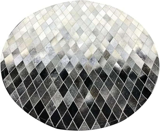 Round Area Rug – Modern Geometric Diamond Pattern Carpet for Living Room, Bedroom, Nursery, Office & Home Décor – Soft Anti-Slip Indoor Floor Mat - (Grey, 3×3ft)