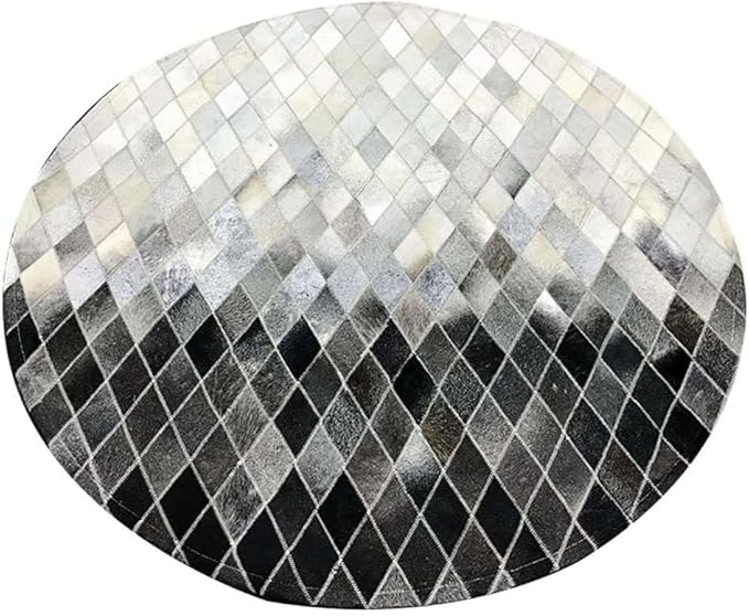 Round Area Rug – Modern Geometric Diamond Pattern Carpet for Living Room, Bedroom, Nursery, Office & Home Décor – Soft Anti-Slip Indoor Floor Mat - (Grey, 6×6ft)