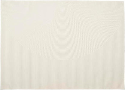 Revival Rugs Record 6'7"x9' Washable Area Rug for Living Room Bedroom - 100% Recycled Oeko-TEX Certified, Medium Pile, Beige, Cream