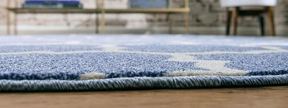 Rugs.com Lattice Collection Rug – 8 Ft Round Light Blue Medium Rug Perfect for Kitchens, Dining Rooms