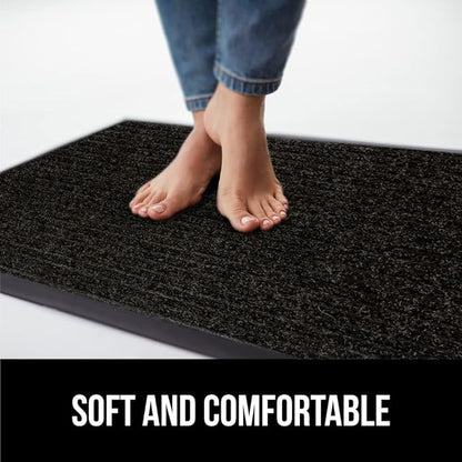 GORILLA GRIP Waterproof Traffic Guard Door Mat, 59x24, Heavy Duty Entryway Mats, Strong Rubber Back Commercial Utility Rugs for Office Hallway, Garage Floor and Home, Low Profile Carpet Runner, Black