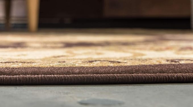 Unique Loom Versailles Collection Traditional Classic Floral Motif Area Rug (6' 0 x 6' 0 Round, Brown/ Ivory)