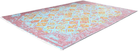 Alfa Rich 3x10 Pink Orange Teal Reversible Washable Area Rugs for Living Room Hallway Kitchen Runner