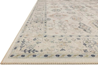 Loloi Hathaway Collection HTH-04 Beige/Multi 5'-0" x 7'-6", .25" Thick Area Rug, Soft, Durable, Printed, Modern, Low Pile, Non-Shedding, Easy Clean, Living Room Rug