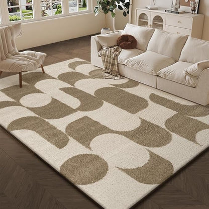 8X10 Washable Area Rug for Living Room,Machine Washable,Non-Slip Indoor Carpet, Soft Vintage Bedroom Rug, Stain Resistant & Home Decor,Cut Geometry