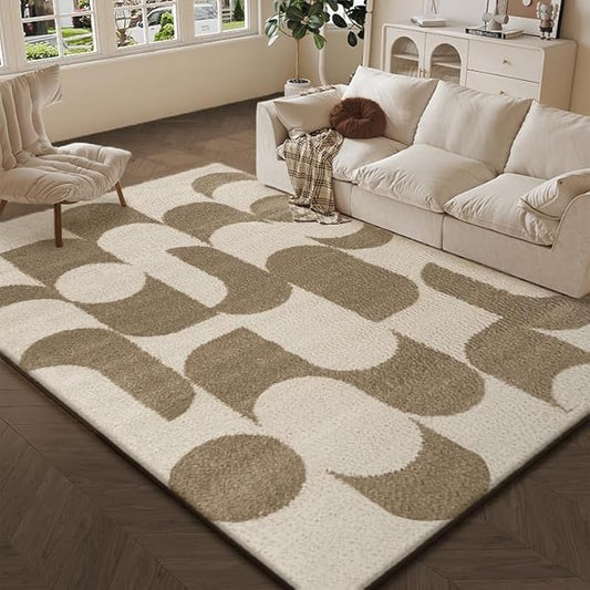 8X10 Washable Area Rug for Living Room,Machine Washable,Non-Slip Indoor Carpet, Soft Vintage Bedroom Rug, Stain Resistant & Home Decor,Cut Geometry