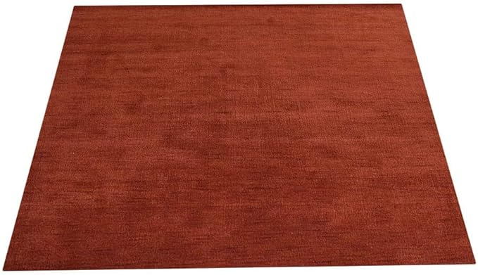 Hand Knotted Loom Wool ECO-Friendly Area Rugs - 6'x6', Square, Light Red Color, Solid Plain Design, High Pile Handmade Anti Skid Area Rugs for Living Room, Bed Room (L00111)