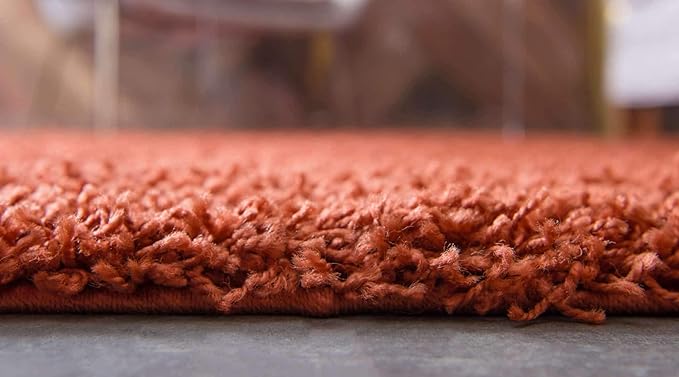 Unique Loom Solid Shag Collection Area Rug (3' 3" x 5' 3" Rectangle, Terracotta)