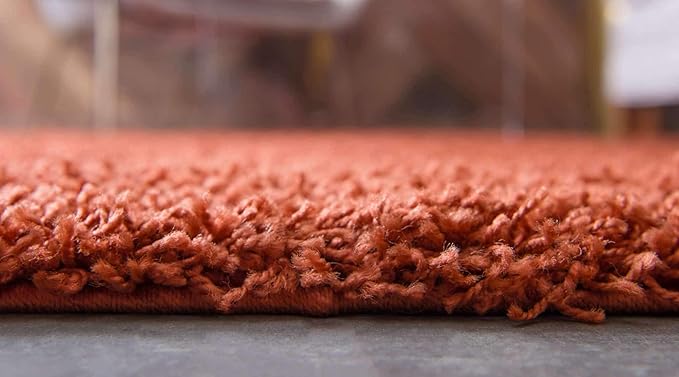 Unique Loom Solid Shag Collection Area Rug (5' 1" x 8' Rectangle, Terracotta)