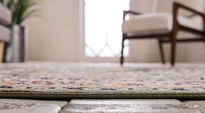 Unique Loom Sialk Hill Collection Area Rug - Washington (9' x 12' Rectangle Green/Hunter Green)