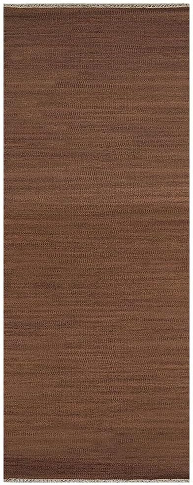 Rugsotic Carpets Hand Woven Flat Weave Kilim Wool 2'6''x6' Runner Area Rug Solid Light Brown D00111