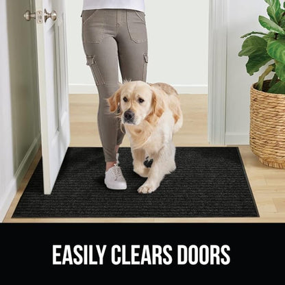 GORILLA GRIP Waterproof Traffic Guard Door Mat, 60x36, Heavy Duty Entryway Mats, Strong Rubber Back Commercial Utility Rugs for Office Hallway, Garage Floor and Home, Low Profile Carpet Runner, Black