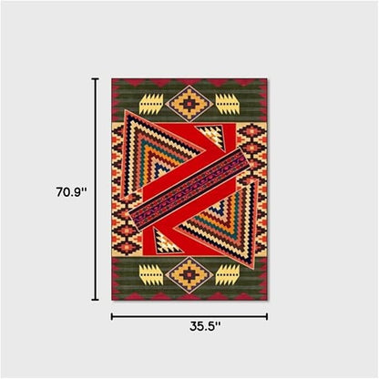 Vintage Boho Area Rugs Multicolor Ethnic Style Geometric Splicing Carpets Bedroom Living Room Kitchen Floor Mats Indoor Outdoor Non-Shedding Runner Rug Home Décor Carpet 3' X 6'