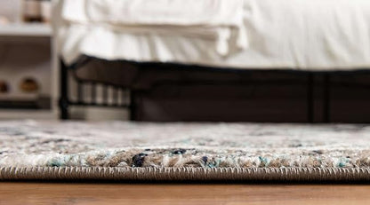 Rugs.com Lattice Frieze Collection Rug – 2' 7 x 12' Runner Blue Multi Medium Rug Perfect for Living Rooms, Large Dining Rooms, Open Floorplans