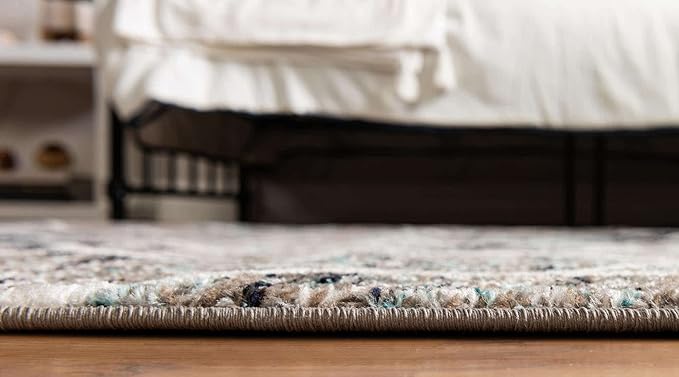 Rugs.com Lattice Frieze Collection Rug – 2' x 5' Runner Blue Multi Medium Rug Perfect for Living Rooms, Large Dining Rooms, Open Floorplans
