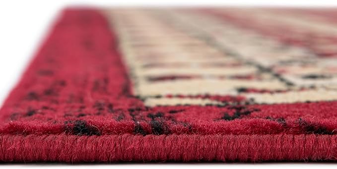 Unique Loom Taftan Collection Border Geometric Tribal Inspired Design Area Rug (2' 7 x 10' 0 Runner, Red/ Gold)