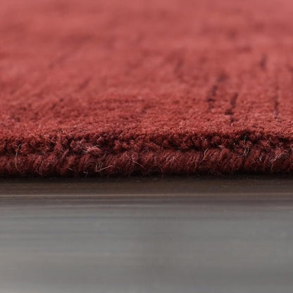 Hand Knotted Loom Wool ECO-Friendly Area Rugs - 10'x10', Octagon, Red Color, Solid Plain Design, High Pile Thick Handmade Anti Skid Area Rugs for Living Room, Bed Room (L00111)