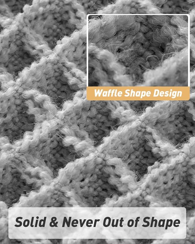 AMOAMI Upgraded Waffle Bath Mat, Super Absorbent Non Slip Bath Mats for Bathroom Floor, Machine Washable Bathroom Rugs with Tassels, Rubber Backed Bathroom Mats, Ultra Soft, 24" x 36", Grey