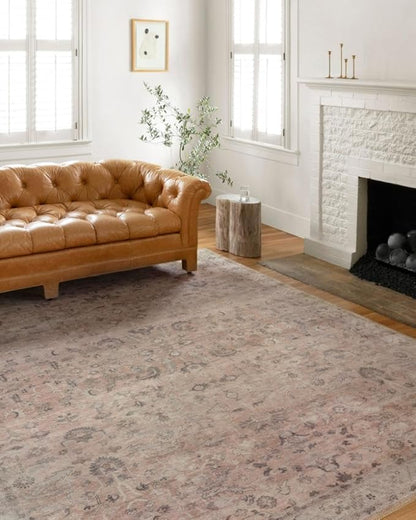 Loloi Hathaway Collection HTH-06 Blush/Multi 9'-0" x 12'-0", .25" Thick Area Rug, Soft, Durable, Printed, Modern, Low Pile, Non-Shedding, Easy Clean, Living Room Rug