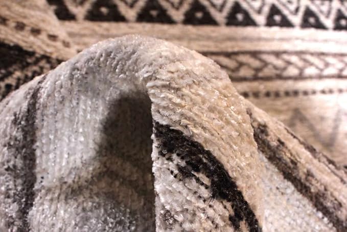 Alfa Rich 7x10 White Black Gray Washable Area Rugs for Living Room Bedroom Kitchen Cotton Decor Rug