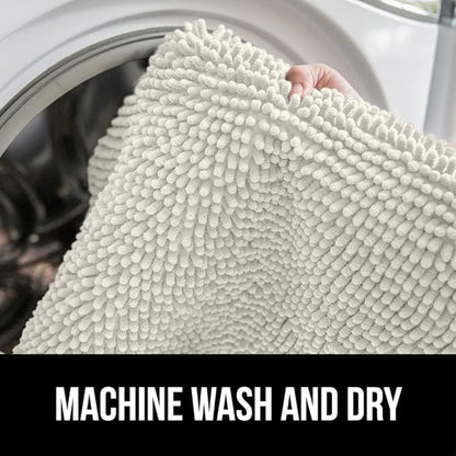 GORILLA GRIP Bath Rug Mat 48x24, Soft Absorbent Chenille, Quick Dry Microfiber Mats, Rubber Backing Washable Shower Floor Rugs, Bathmat Runner, US Designed Bathroom Home Decor Accessories Ivory Cream