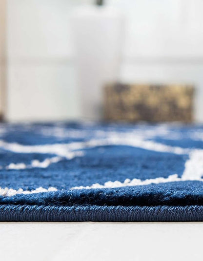 Unique Loom Glam Collection Area Rug - Trellis (4' 1' x 6' 1' Oval, Navy Blue Silver/ Silver)
