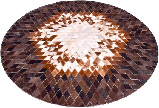 Round Area Rug – Soft and Durable Floor Mat for Living Room, Bedroom, or Entryway – Non-Slip Modern Carpet for Home Decor & Interior Styling(Tan&White 5X5)