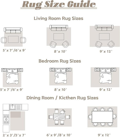 Area Rug 6x9 Washable Rug, Vintage Boho Medallion Rugs Non-Slip Soft Low Pile Large Distressed Rug Indoor Retro Carpet for Living Room Bedroom Dining Room Home Office (Brown, 6'x9')
