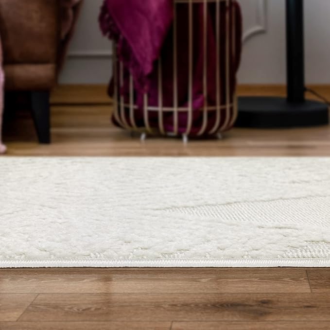 Antep Rugs Palafito 2x4 Geometric Shag Diamond High-Low Pile Textured Indoor Area Rug (White, 2' x 4')