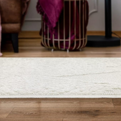 Antep Rugs Palafito 2x4 Geometric Shag Diamond High-Low Pile Textured Indoor Area Rug (White, 2' x 4')