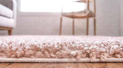 Unique Loom Davos Shag Collection Area Rug - Solid (10' Round, Dusty Rose)